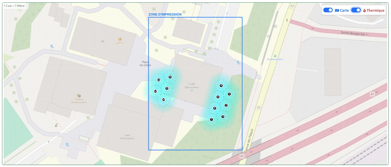 Implantation sondes géothermiques sur OpenStreetMap